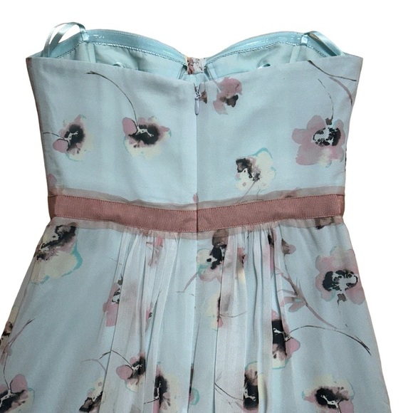 BCBGMAXAZRIA Amber Pearl Blue Floral Strapless Silk Maxi Dress Women’s US 4 - Picture 6 of 8